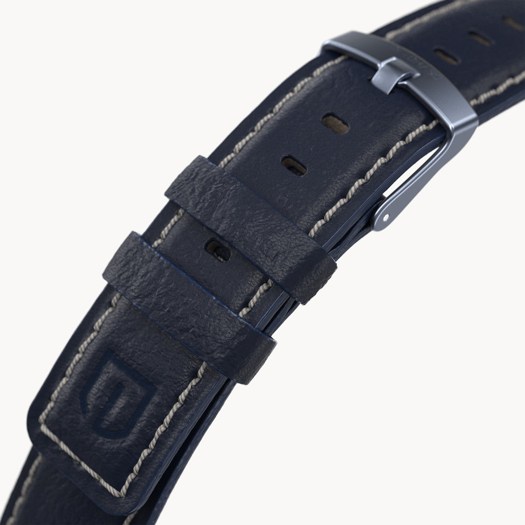 LEATHER STRAP BRIGHT BLUE ECRU - Blau matt - - Detomaso Watches