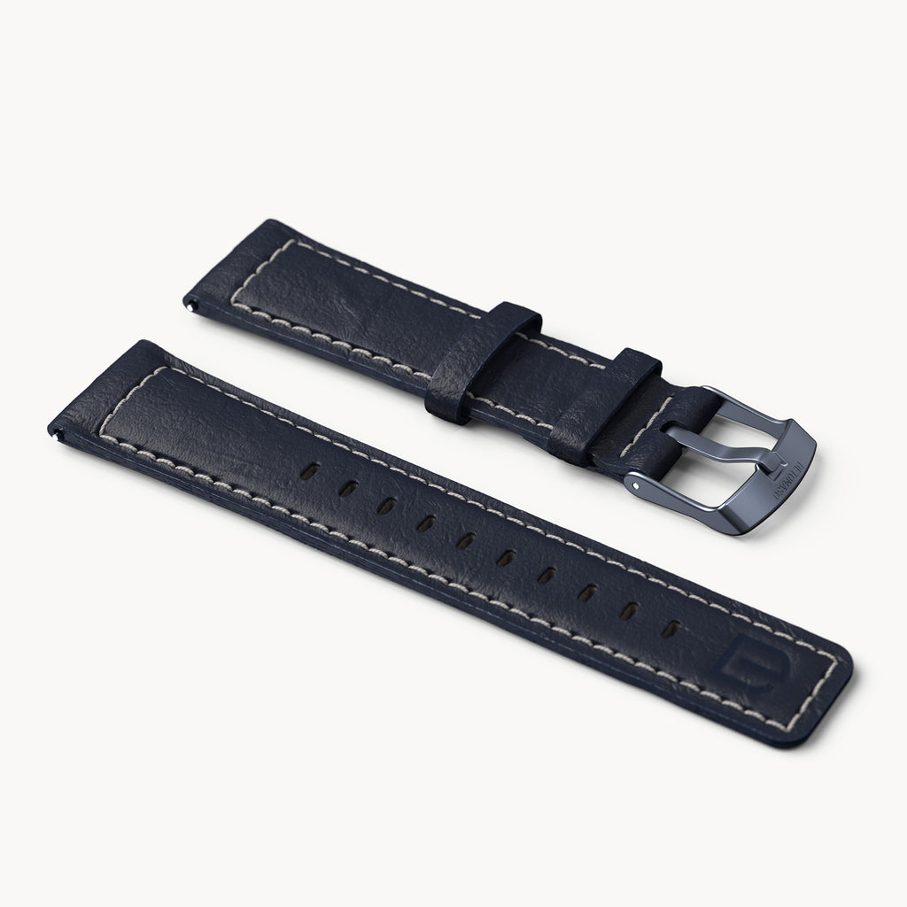 LEATHER STRAP BRIGHT BLUE ECRU - Blau matt - - Detomaso Watches