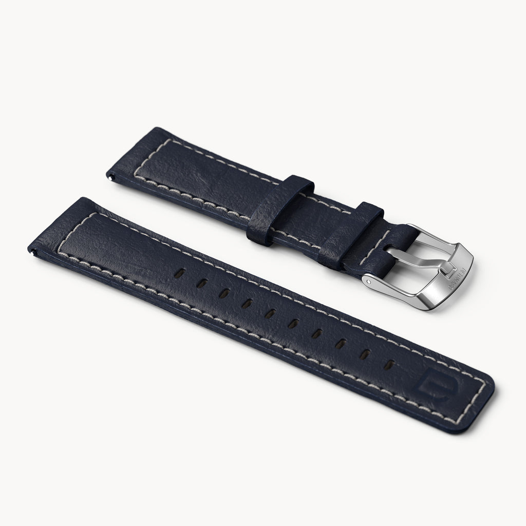 LEATHER STRAP BRIGHT BLUE ECRU - Silber matt gebü - - Detomaso Watches