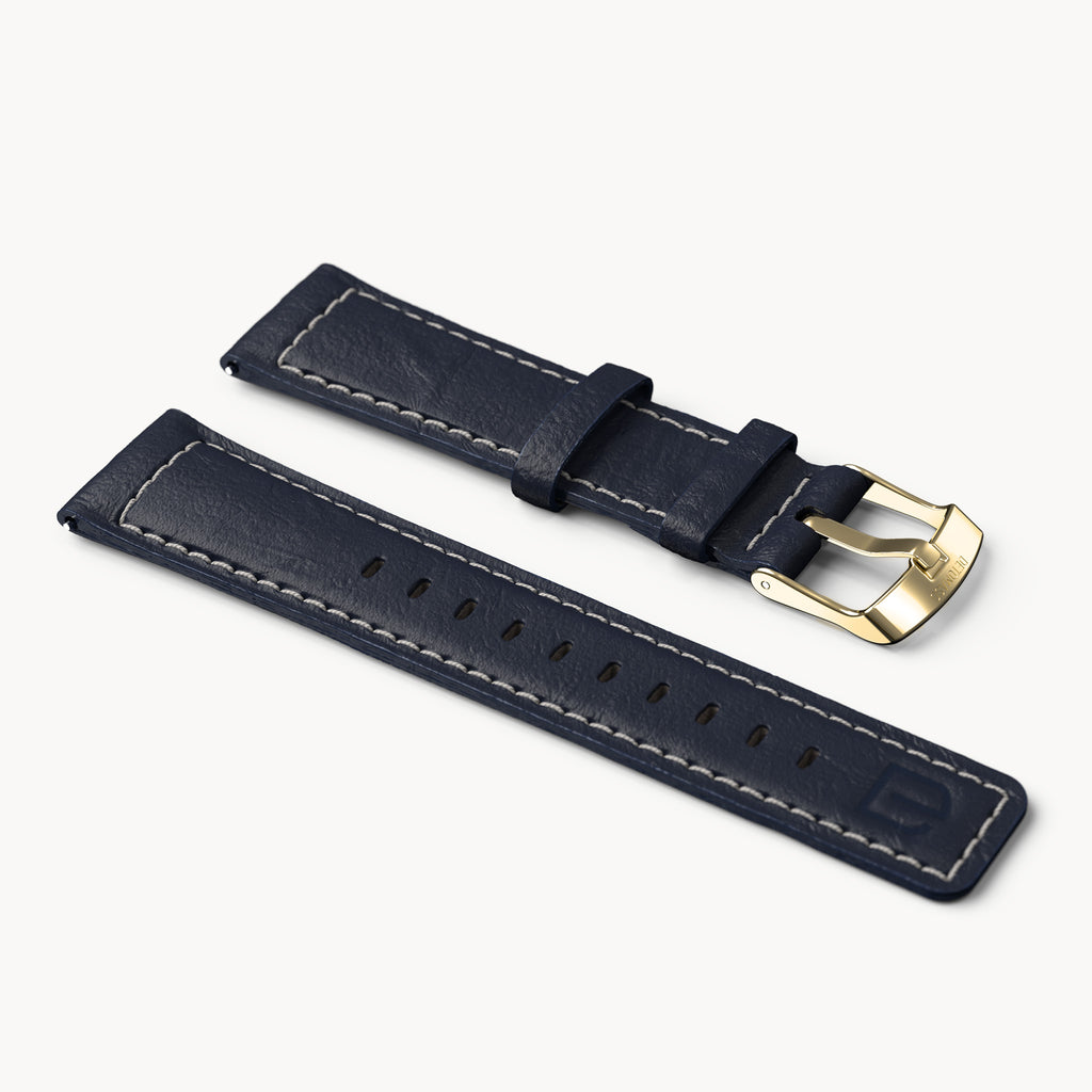 LEATHER STRAP BRIGHT BLUE ECRU - Gold glänzend - - Detomaso Watches