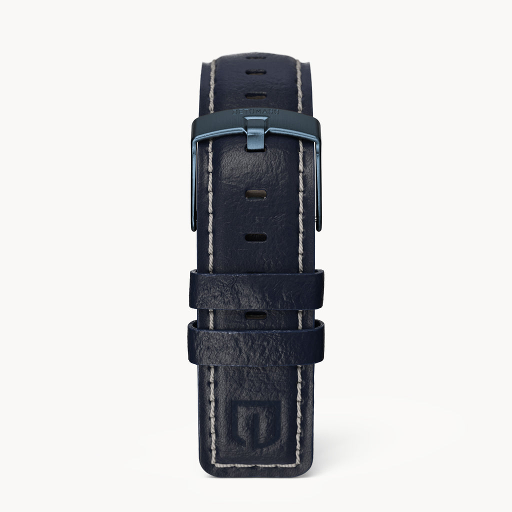LEATHER STRAP BRIGHT BLUE ECRU - Dunkelblau matt - - Detomaso Watches