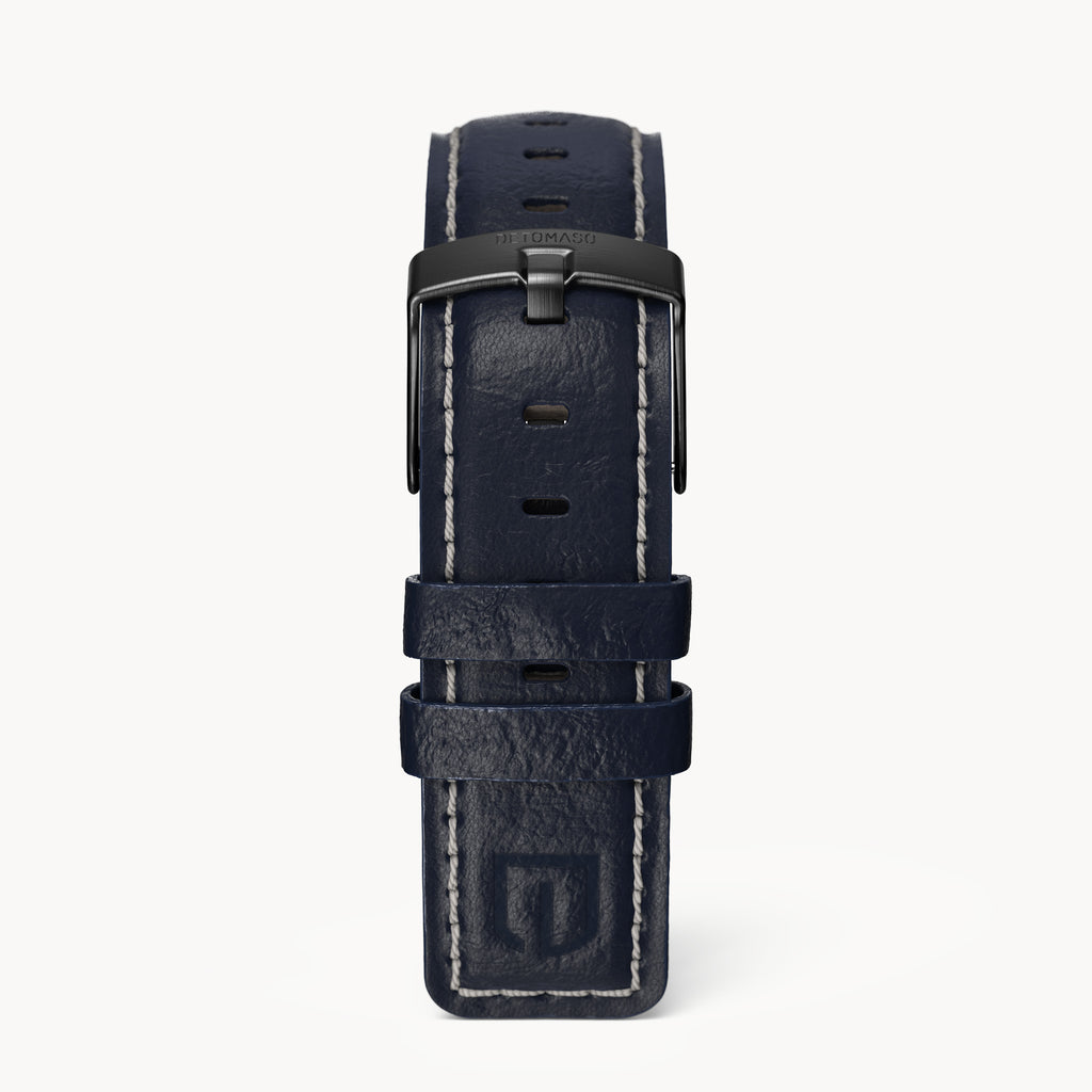 LEATHER STRAP BRIGHT BLUE ECRU - Schwarz matt geb - - Detomaso Watches