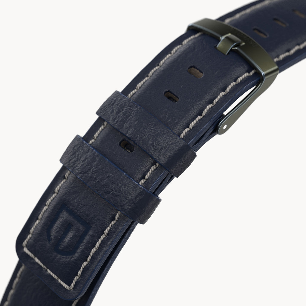 LEATHER STRAP BRIGHT BLUE ECRU - Olivgrün matt ge - - Detomaso Watches