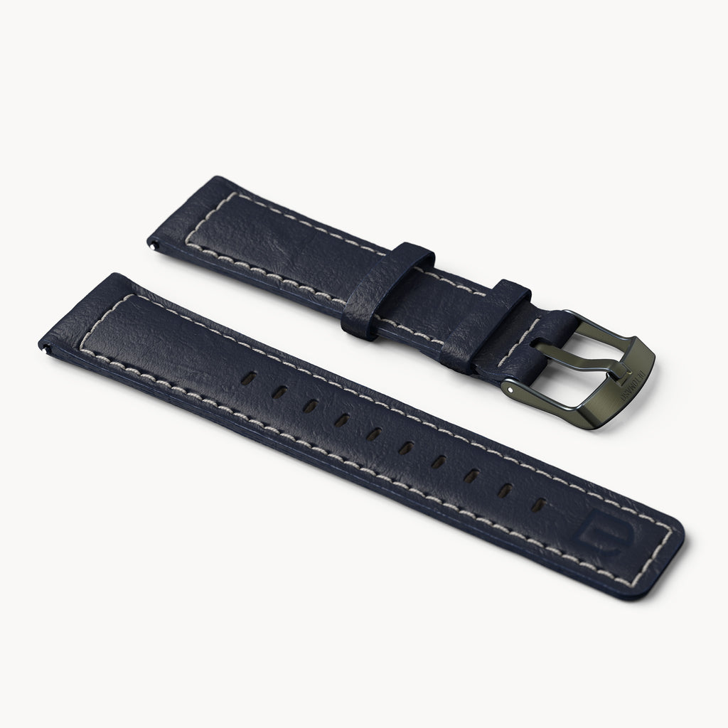 LEATHER STRAP BRIGHT BLUE ECRU - Olivgrün matt ge - - Detomaso Watches
