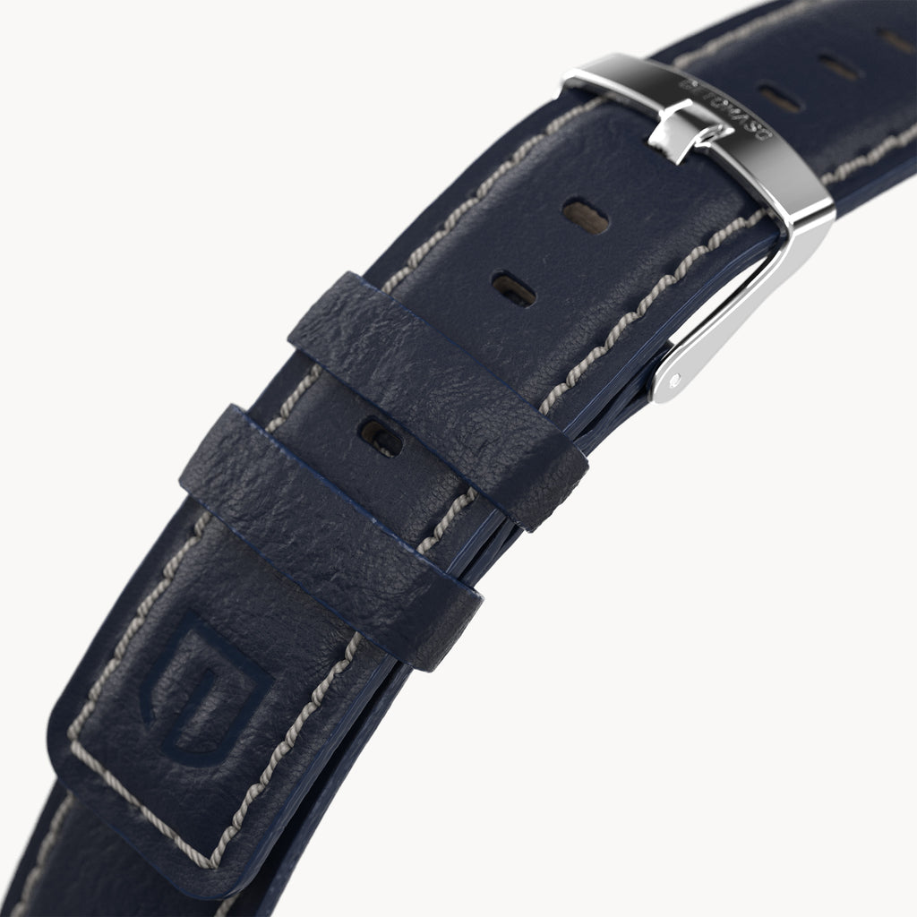 LEATHER STRAP BRIGHT BLUE ECRU - Silber glänzend - - Detomaso Watches