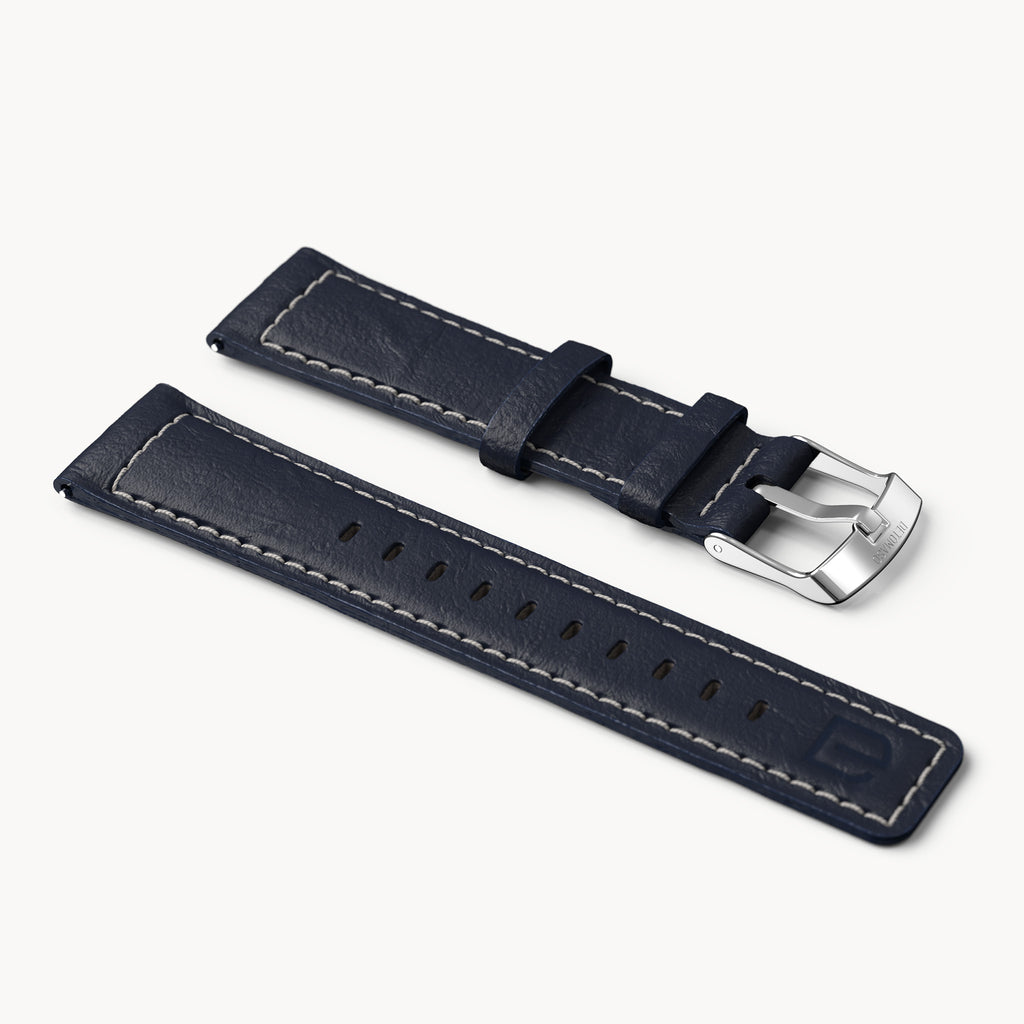 LEATHER STRAP BRIGHT BLUE ECRU - Silber glänzend - - Detomaso Watches