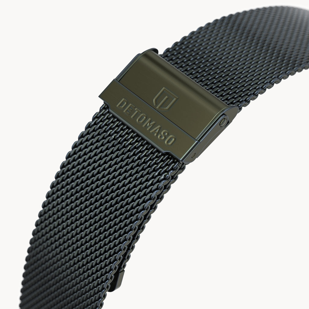MILANESE STRAP OLIVE BRUSHED - Olivgrün matt gebü - - Detomaso Watches