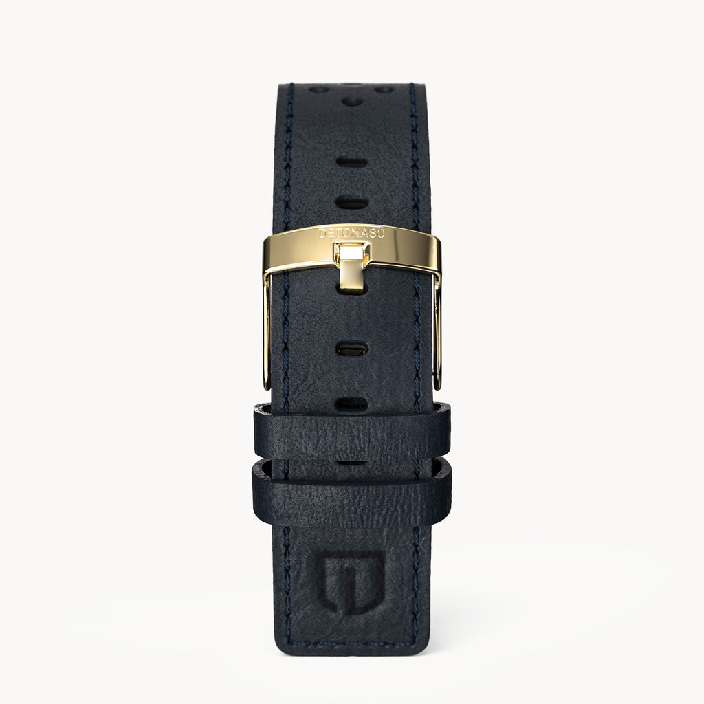 LEATHER STRAP RACING BLUE - Gold glänzend - - Detomaso Watches