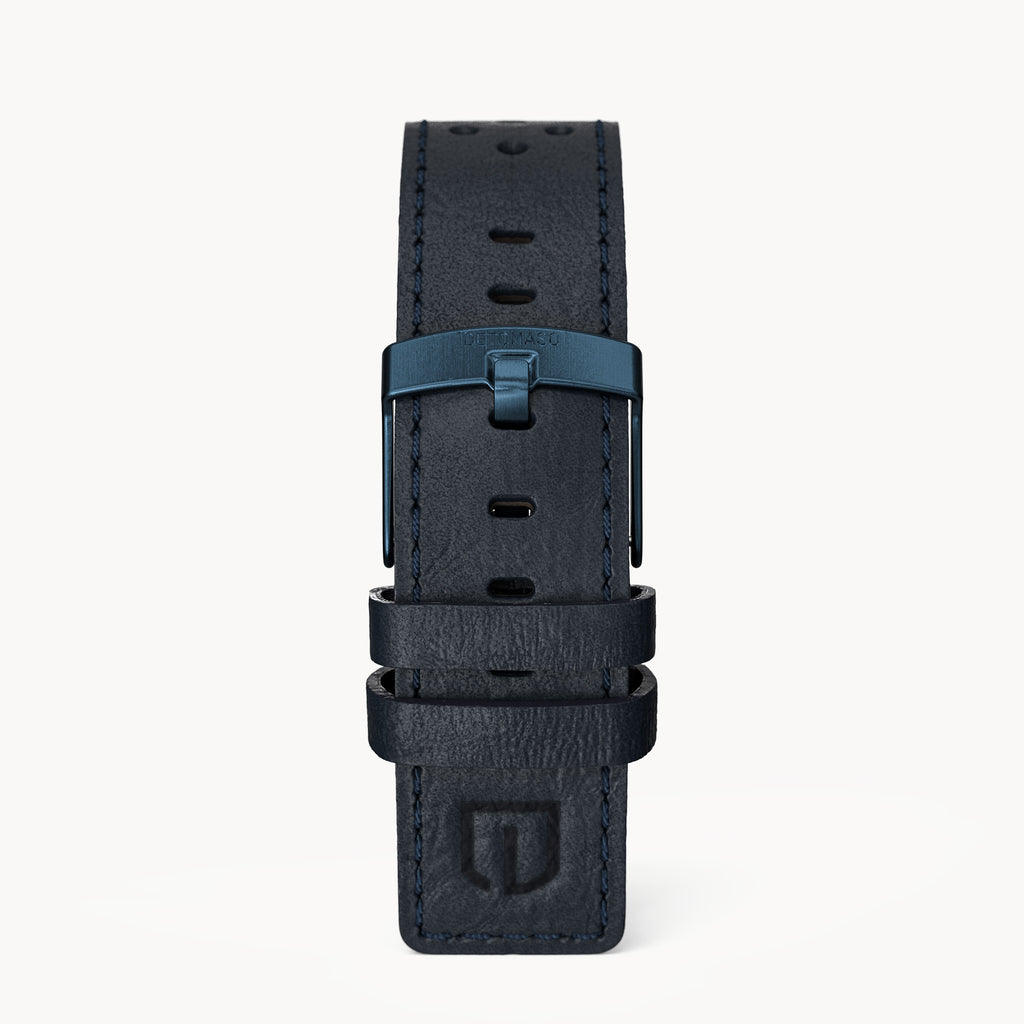 LEATHER STRAP RACING BLUE - Dunkelblau matt gebür - - Detomaso Watches