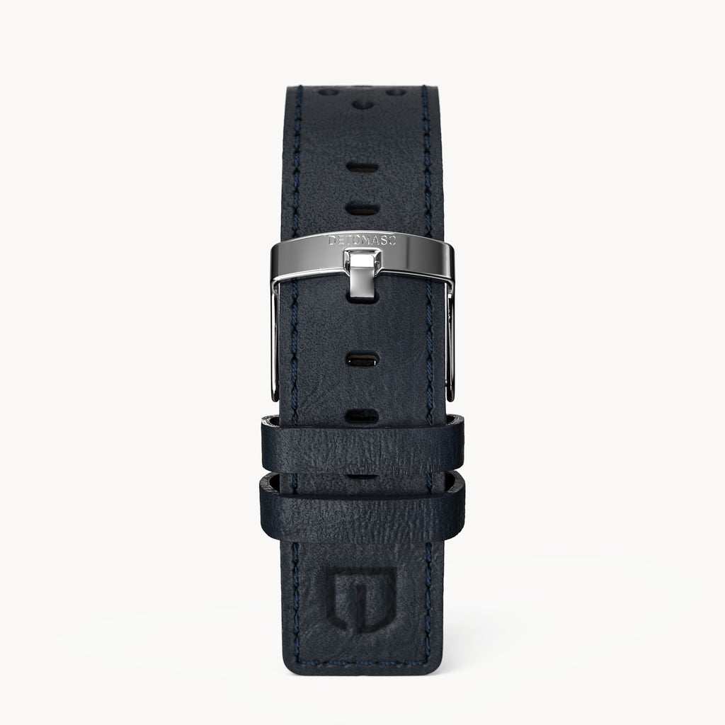 LEATHER STRAP RACING BLUE - Silber glänzend - - Detomaso Watches