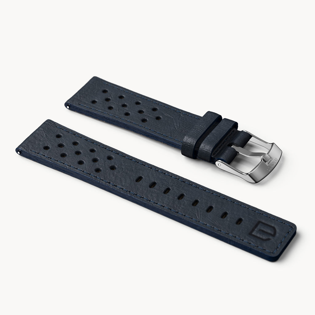 LEATHER STRAP RACING BLUE - Silber glänzend - - Detomaso Watches