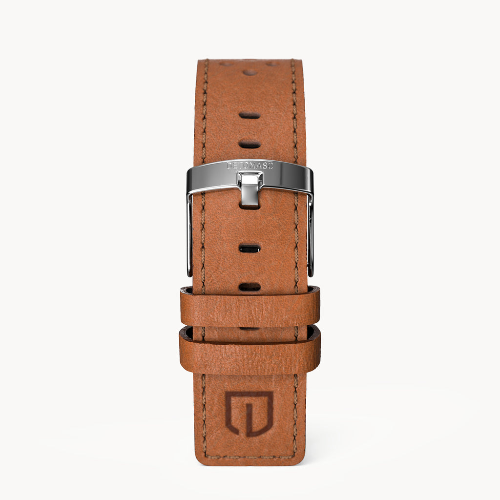 LEATHER STRAP RACING BROWN - Silber glänzend - - Detomaso Watches