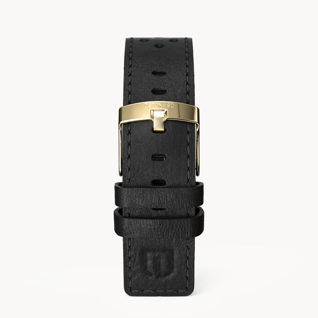 LEATHER STRAP RACING BLACK - Gold glänzend - - Detomaso Watches