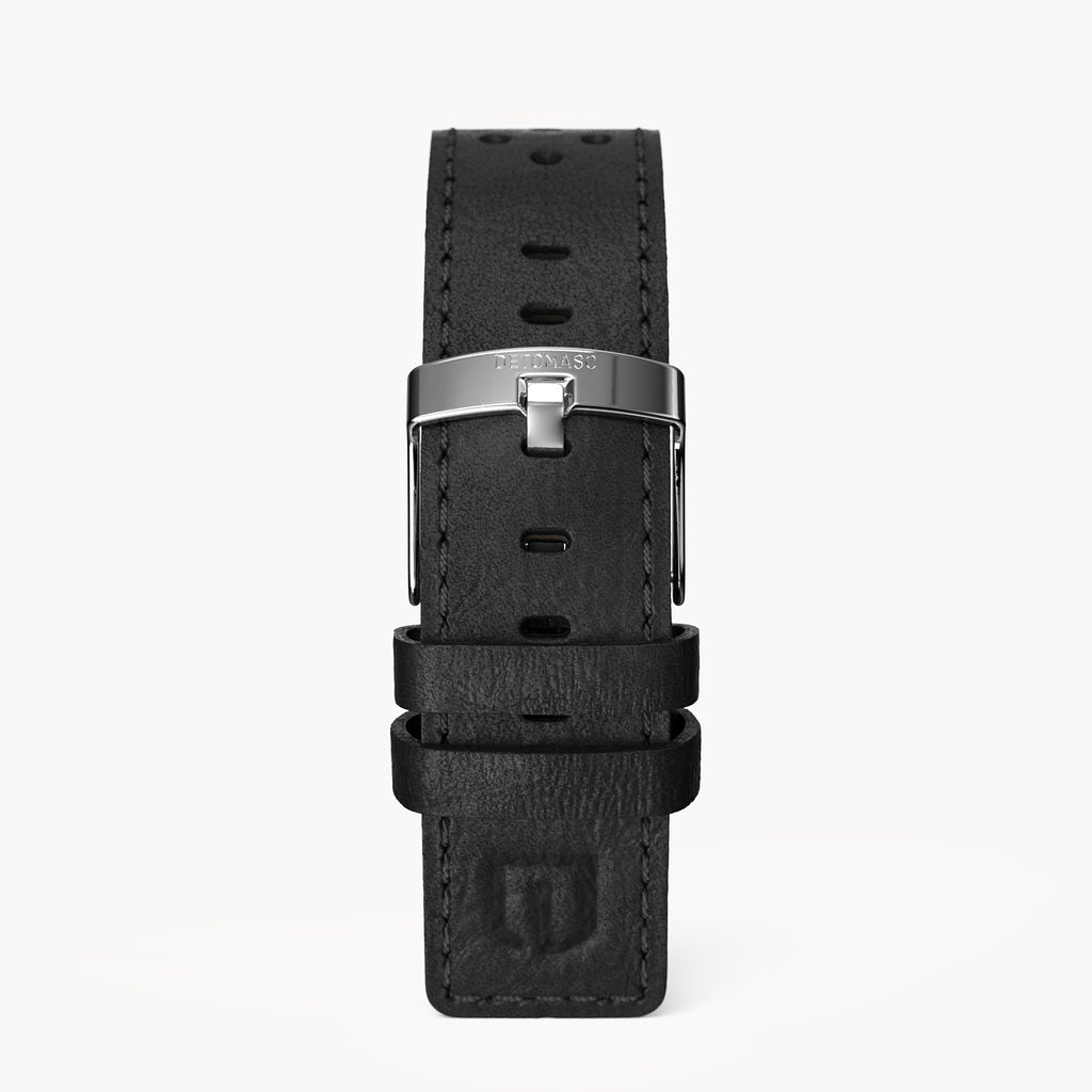 LEATHER STRAP RACING BLACK - Silber glänzend - - Detomaso Watches
