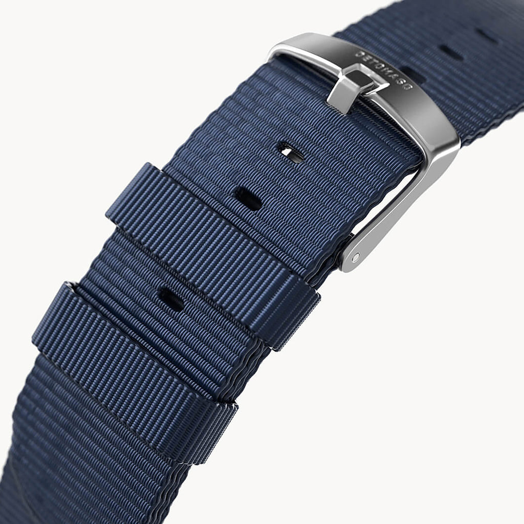 #TIDE OCEAN MATERIAL® STRAP DARK BLUE - Silber ma - - Detomaso Watches