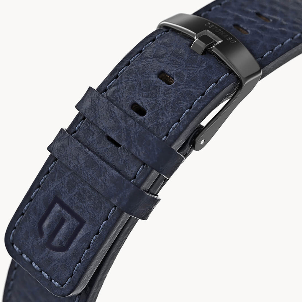 LEATHER STRAP ELBAMAT ST. VENERE BLUE - Grau matt - - Detomaso Watches