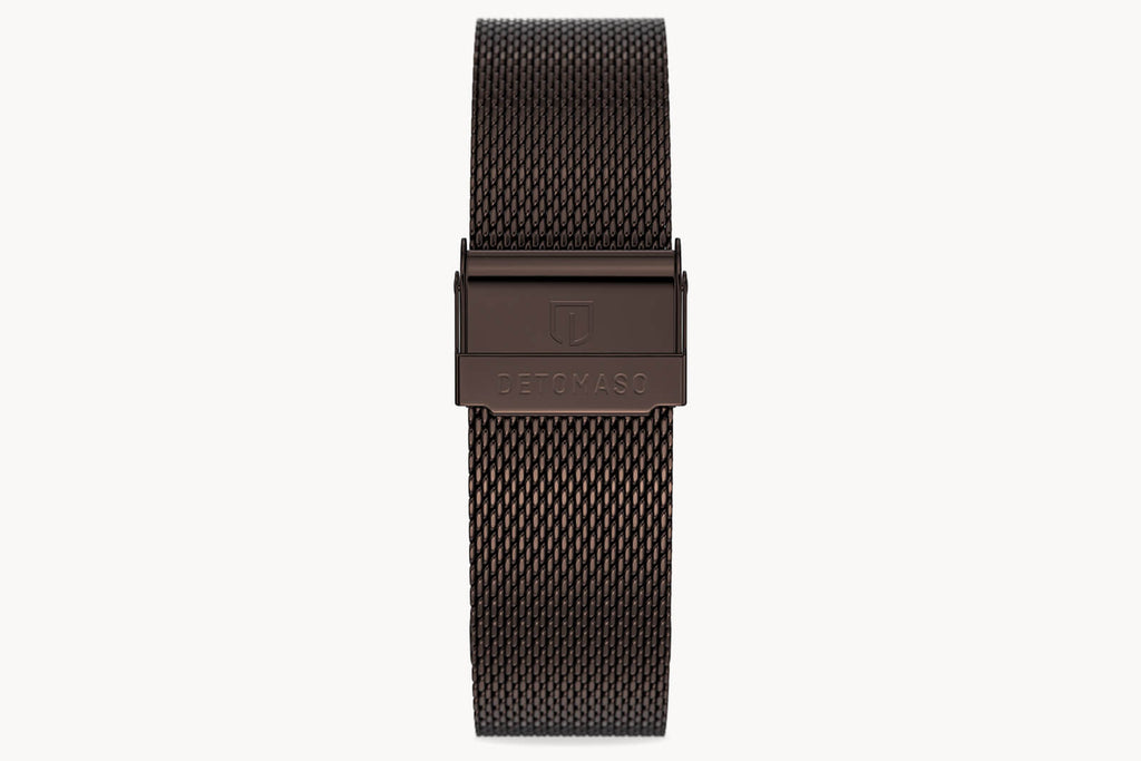 MILANESE STRAP ESPRESSO POLISHED 20MM - Espresso - - Detomaso Watches