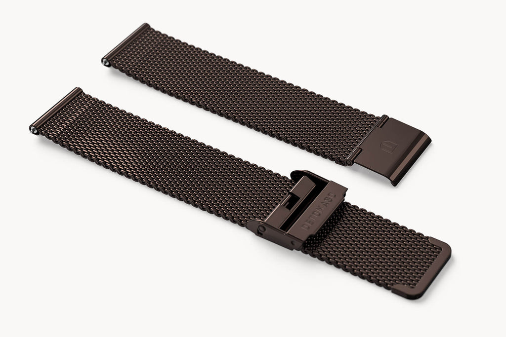 MILANESE STRAP ESPRESSO POLISHED 20MM - Espresso - - Detomaso Watches