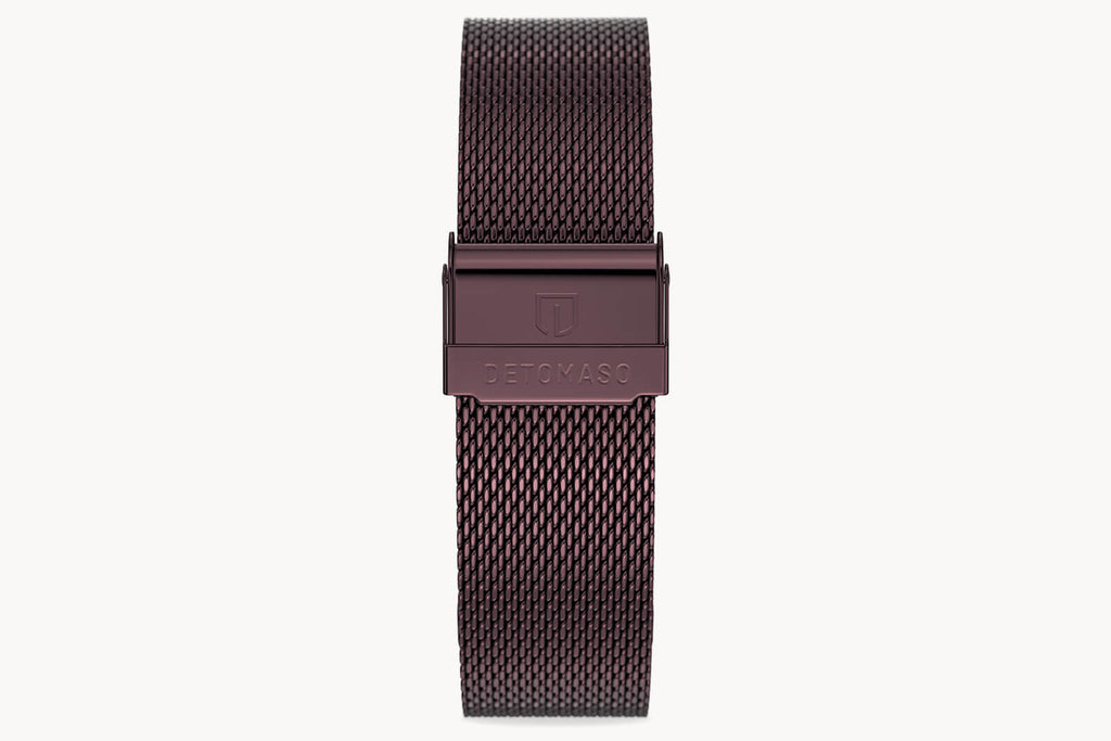 MILANESE STRAP BURGUNDY POLISHED 20MM - Burgundy - - Detomaso Watches