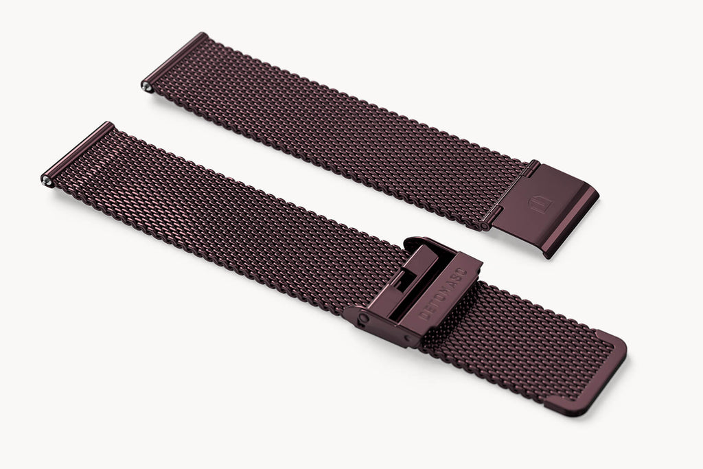MILANESE STRAP BURGUNDY POLISHED 20MM - Burgundy - - Detomaso Watches