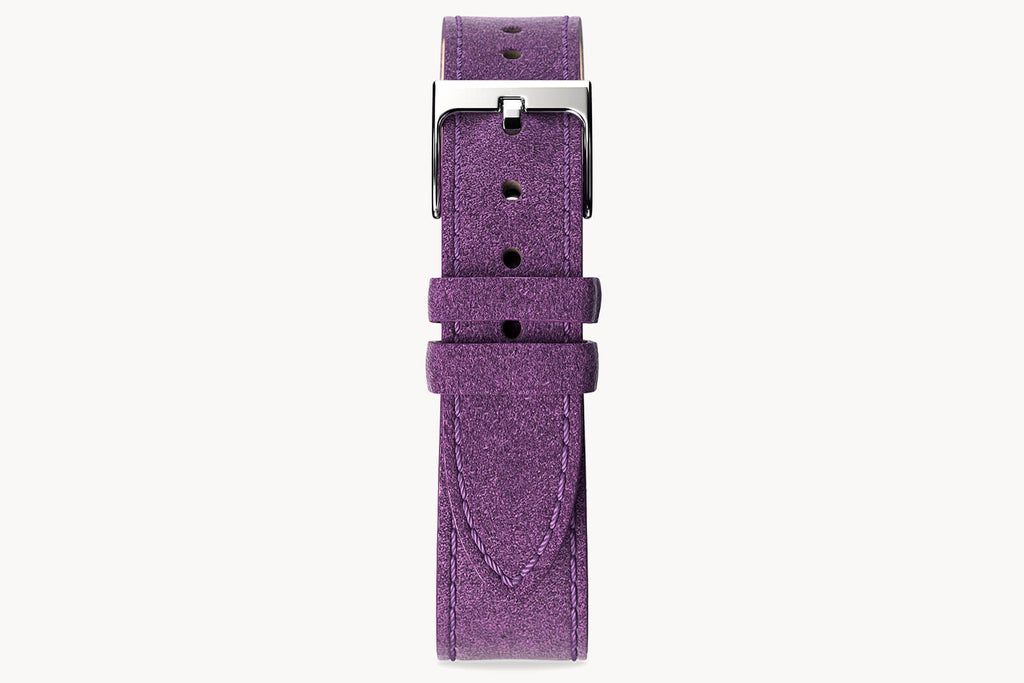 LEATHER STRAP CAMOSCIO K2 PRUGNA - Silber glänzen - - Detomaso Watches