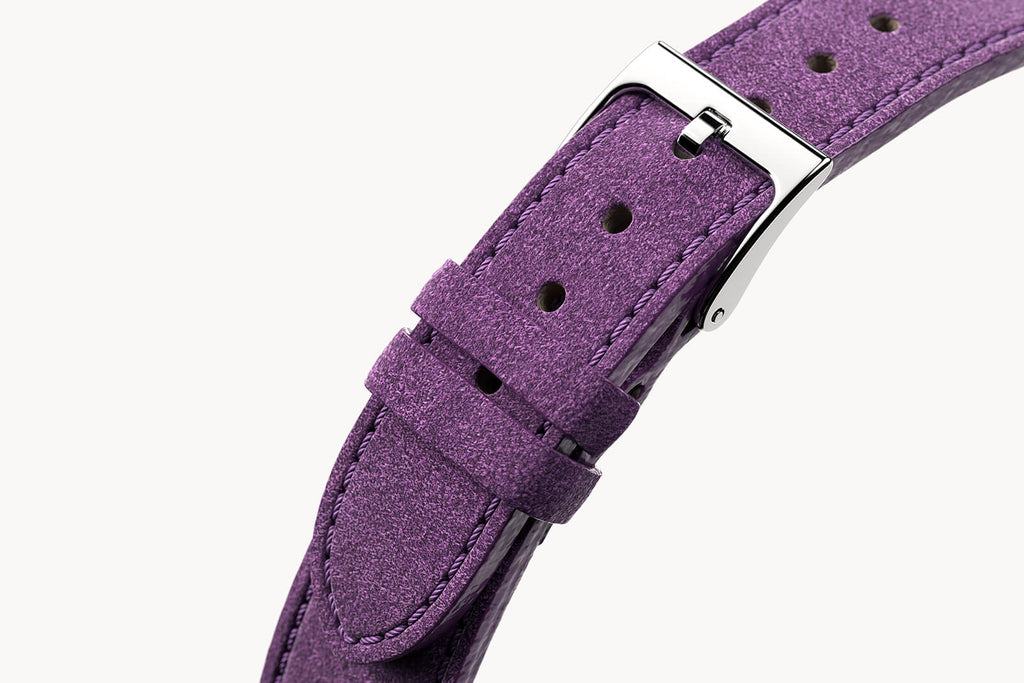 LEATHER STRAP CAMOSCIO K2 PRUGNA - Silber glänzen - - Detomaso Watches