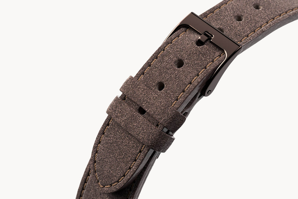 LEATHER STRAP CAMOSCIO K2 DARK BROWN - Braun glän - - Detomaso Watches