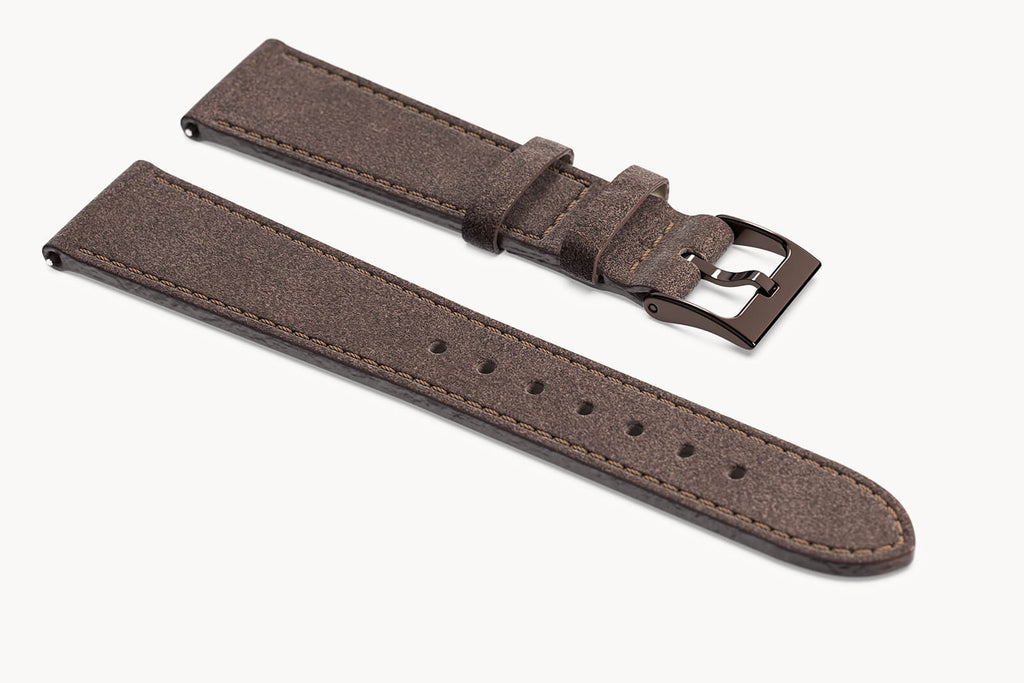 LEATHER STRAP CAMOSCIO K2 DARK BROWN - Braun glän - - Detomaso Watches