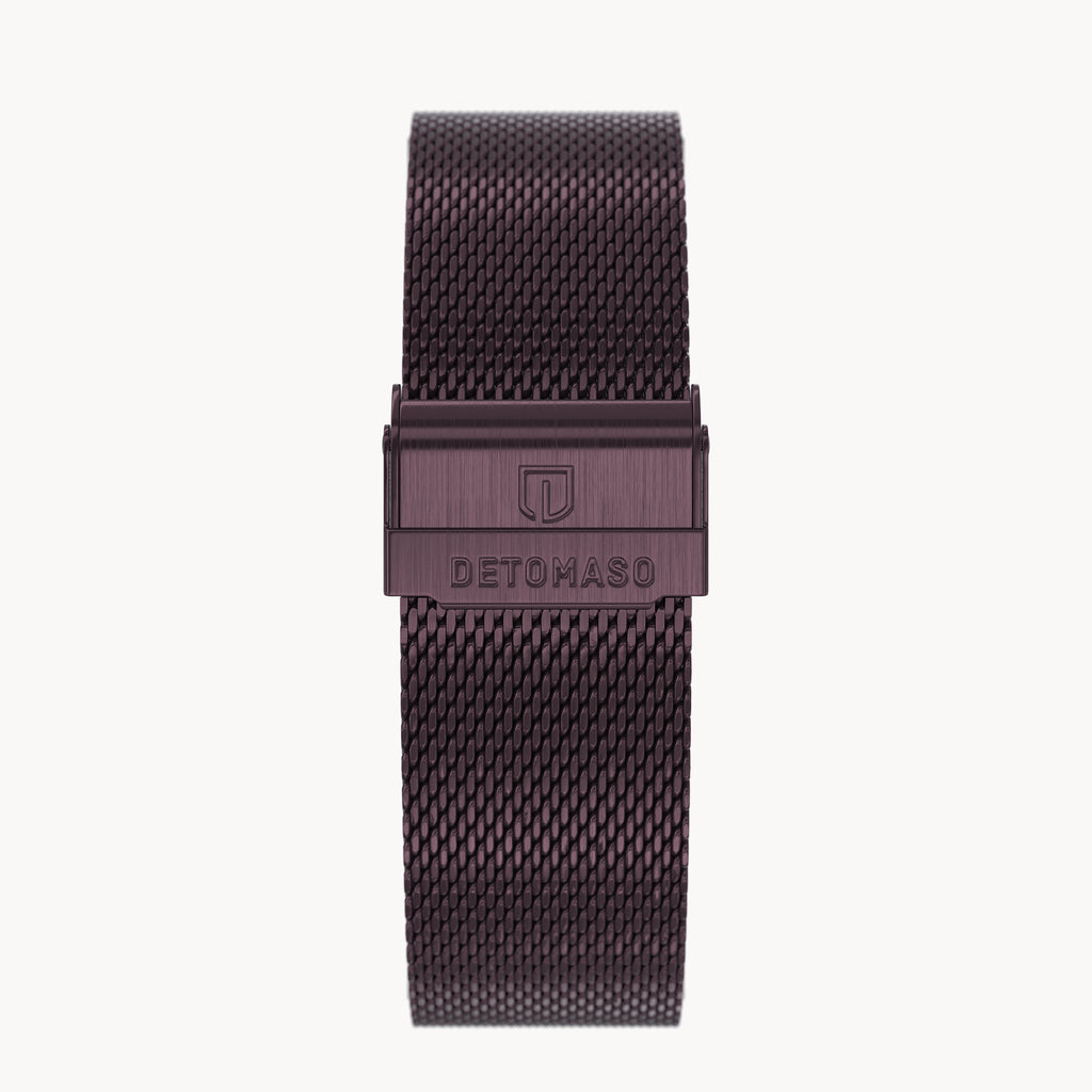 MILANESE STRAP BURGUNDY BRUSHED - Burgundy matt g - - Detomaso Watches