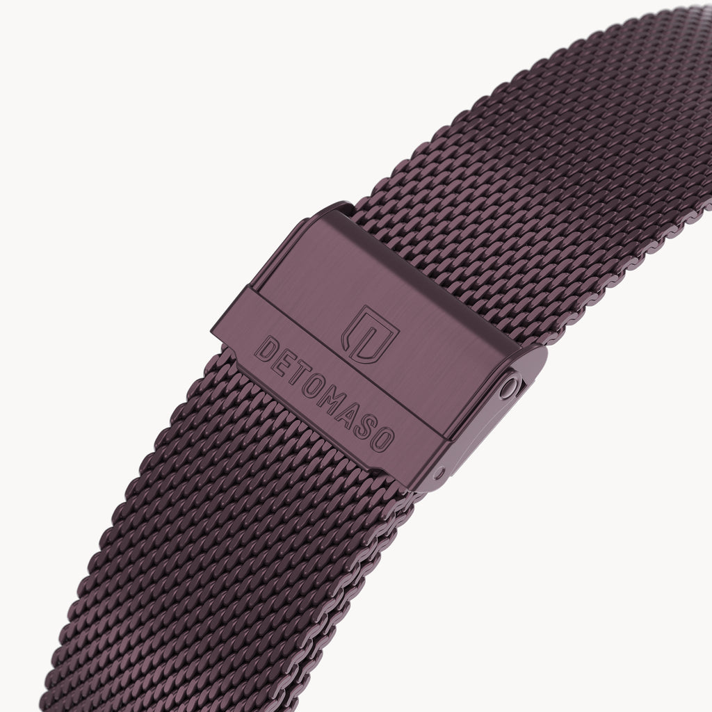 MILANESE STRAP BURGUNDY BRUSHED - Burgundy matt g - - Detomaso Watches