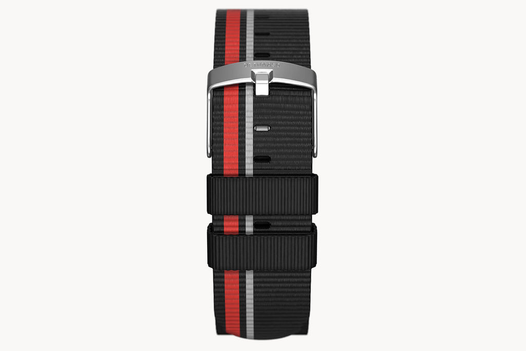 #TIDE OCEAN MATERIAL® STRAP BLACK RED - Silber ma - - Detomaso Watches