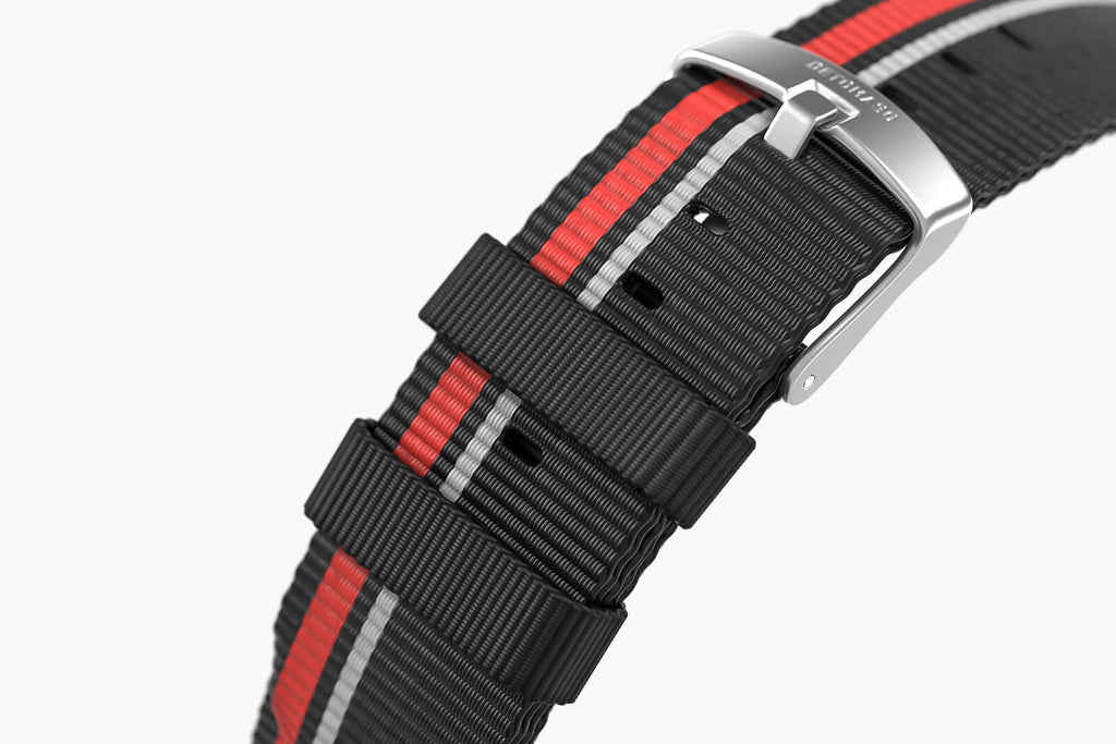 #TIDE OCEAN MATERIAL® STRAP BLACK RED - Silber ma - - Detomaso Watches
