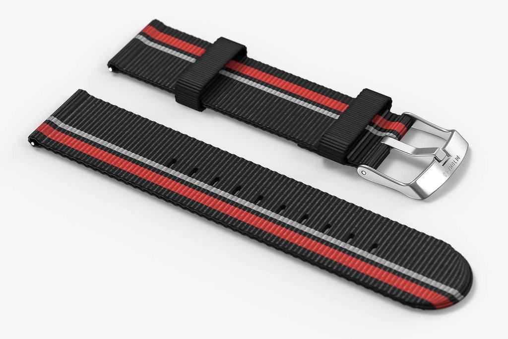 #TIDE OCEAN MATERIAL® STRAP BLACK RED - Silber ma - - Detomaso Watches