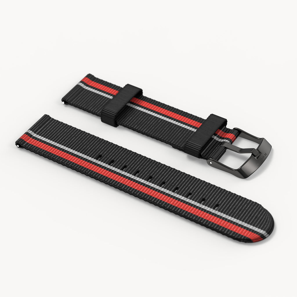 #Tide Ocean Material® Strap Black Red - #Tide Ocean Material® Schwarz / Rot - Detomaso Watches