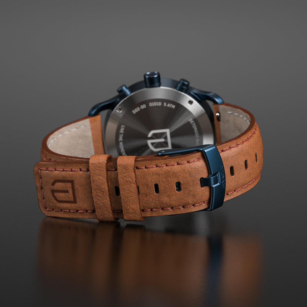 SORPASSO CHRONOGRAPH DARK BLUE - Leather Brown Classic - Detomaso Watches