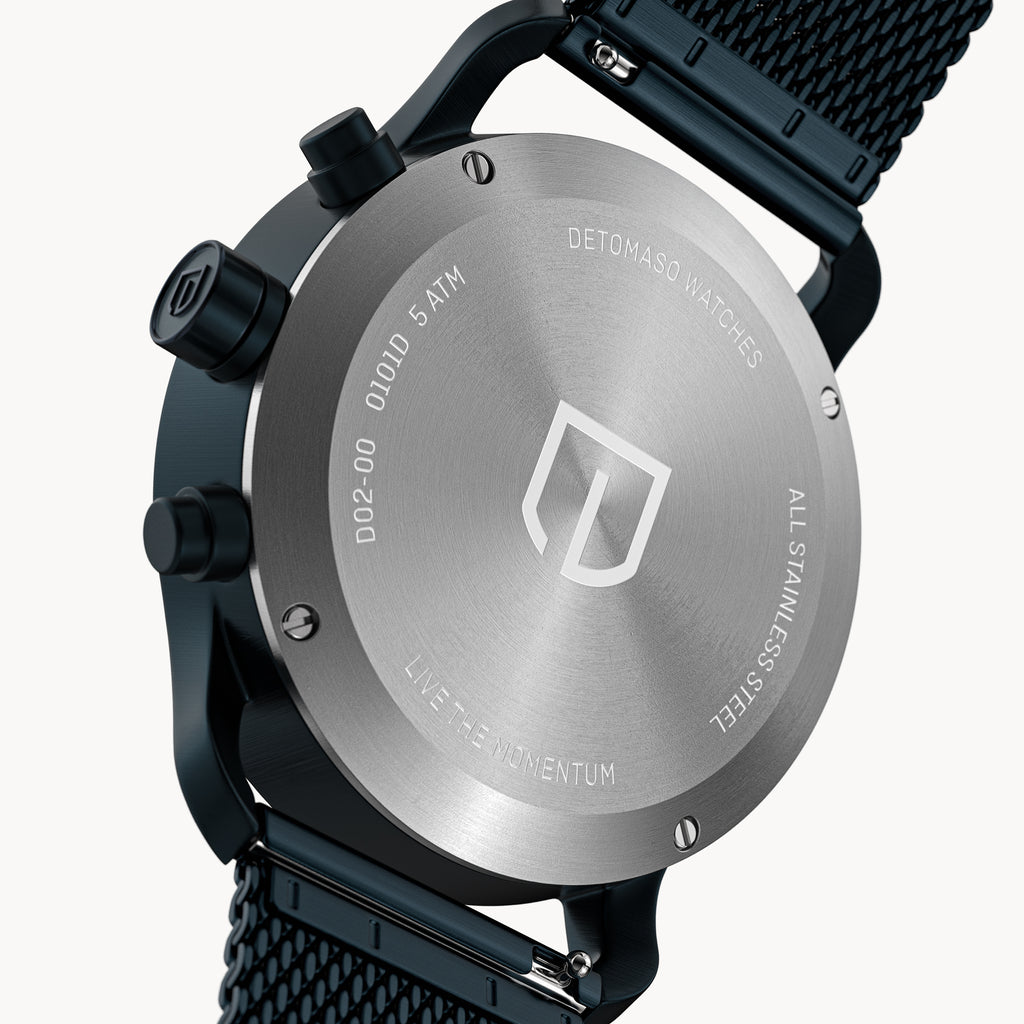 SORPASSO CHRONOGRAPH DARK BLUE - Mesh Dark blue Brushed - Detomaso Watches