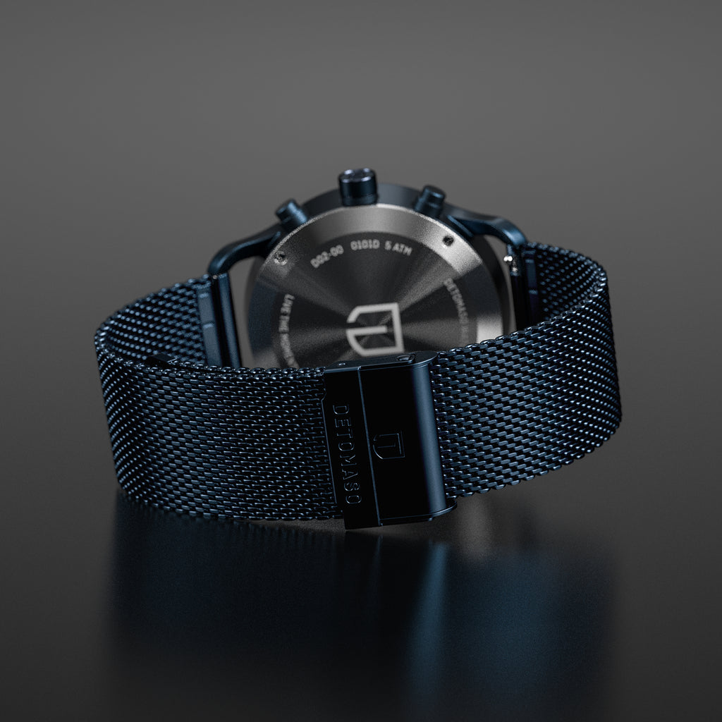 SORPASSO CHRONOGRAPH DARK BLUE - Mesh Dark blue Brushed - Detomaso Watches