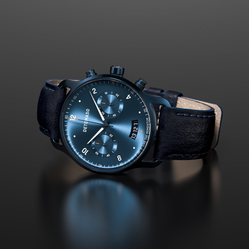 SORPASSO CHRONOGRAPH DARK BLUE - Leather Dark blue Classic - Detomaso Watches