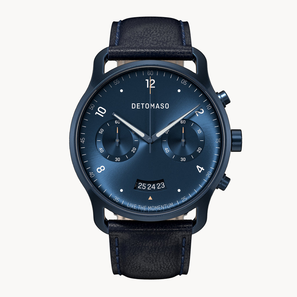 SORPASSO CHRONOGRAPH DARK BLUE - Leather Dark blue Classic - Detomaso Watches