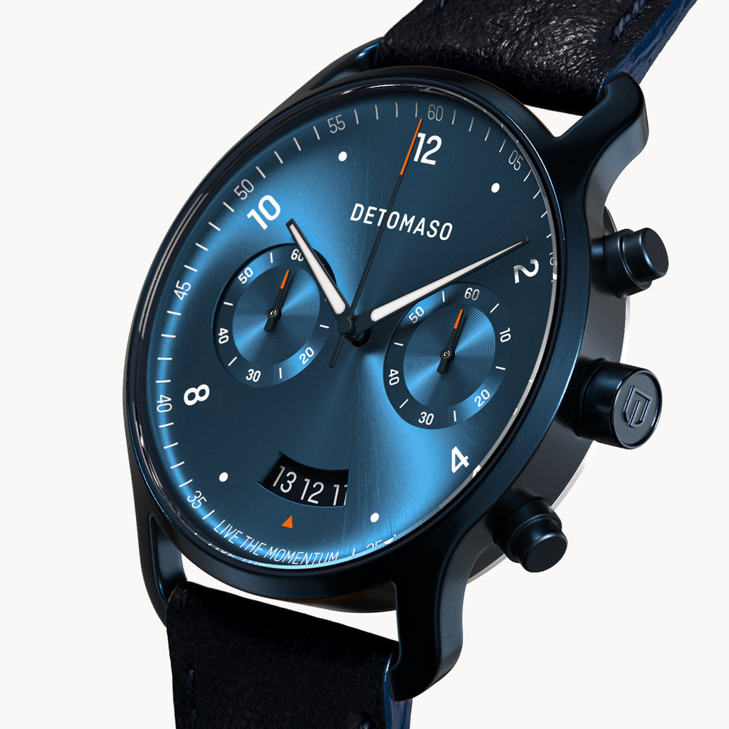 SORPASSO CHRONOGRAPH DARK BLUE - Leather Dark blue Classic - Detomaso Watches