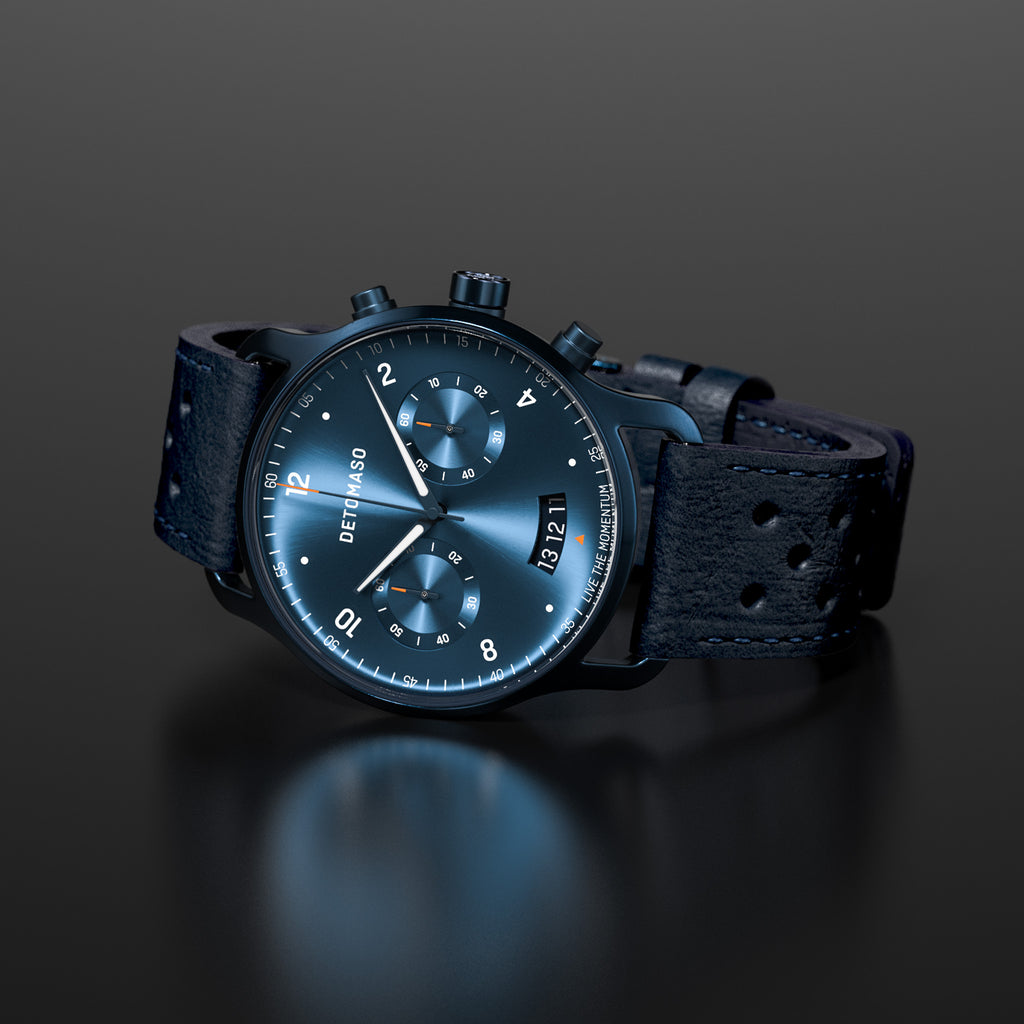 SORPASSO CHRONOGRAPH DARK BLUE - Leather Blue Racing - Detomaso Watches