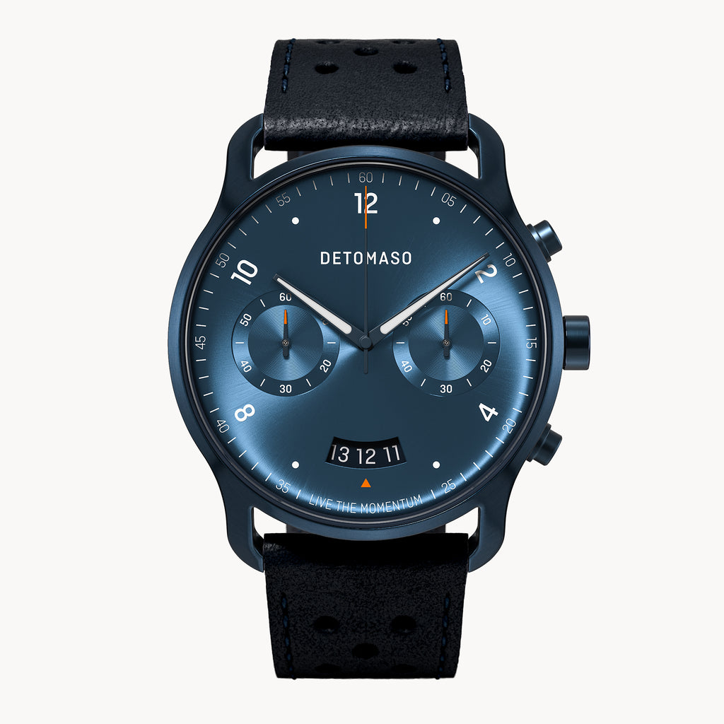 SORPASSO CHRONOGRAPH DARK BLUE - Leather Blue Racing - Detomaso Watches