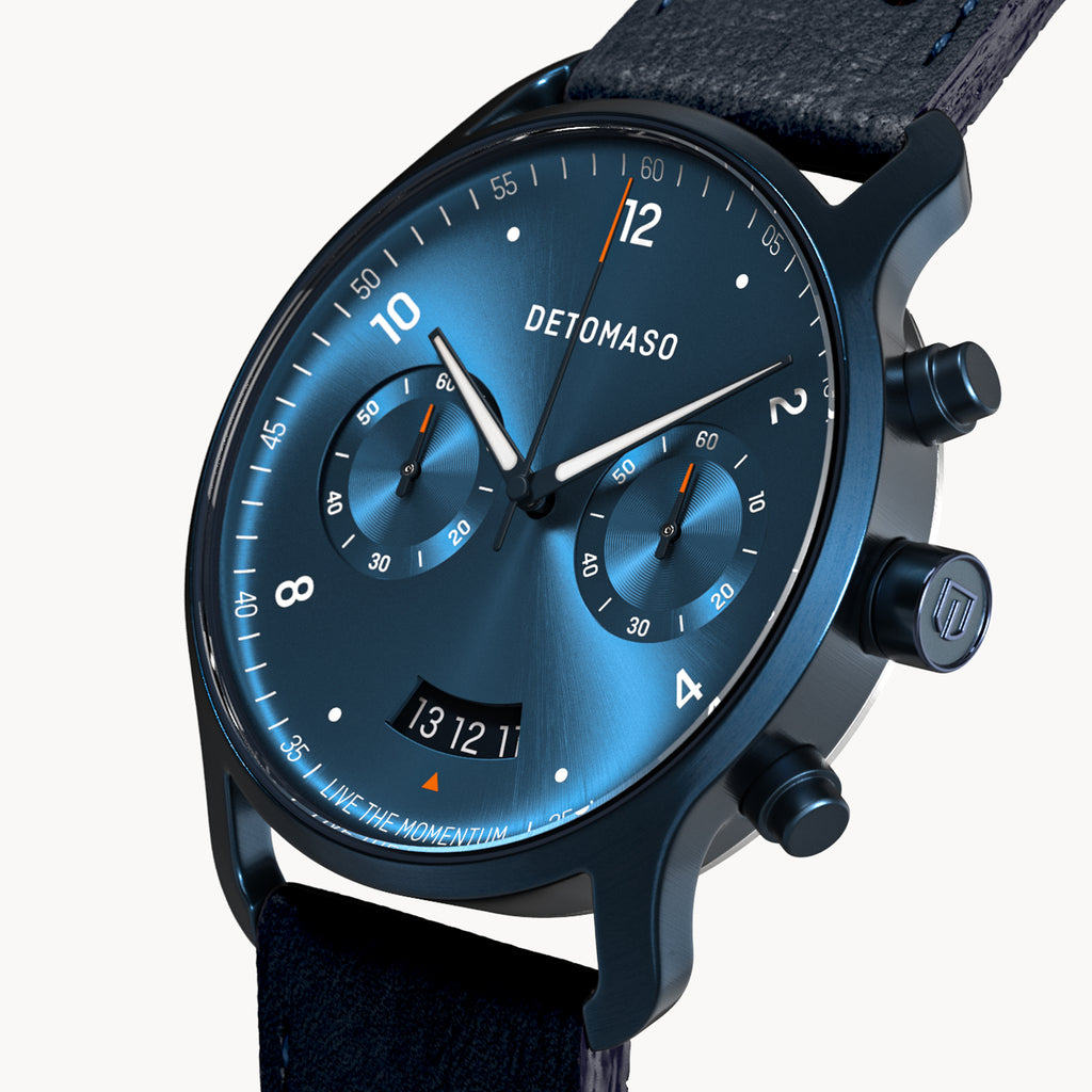 SORPASSO CHRONOGRAPH DARK BLUE - Leather Blue Racing - Detomaso Watches