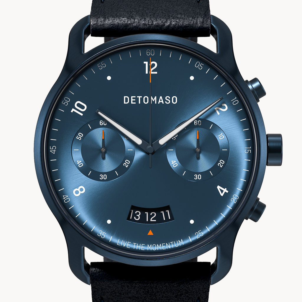 SORPASSO CHRONOGRAPH DARK BLUE - Leather Blue Racing - Detomaso Watches