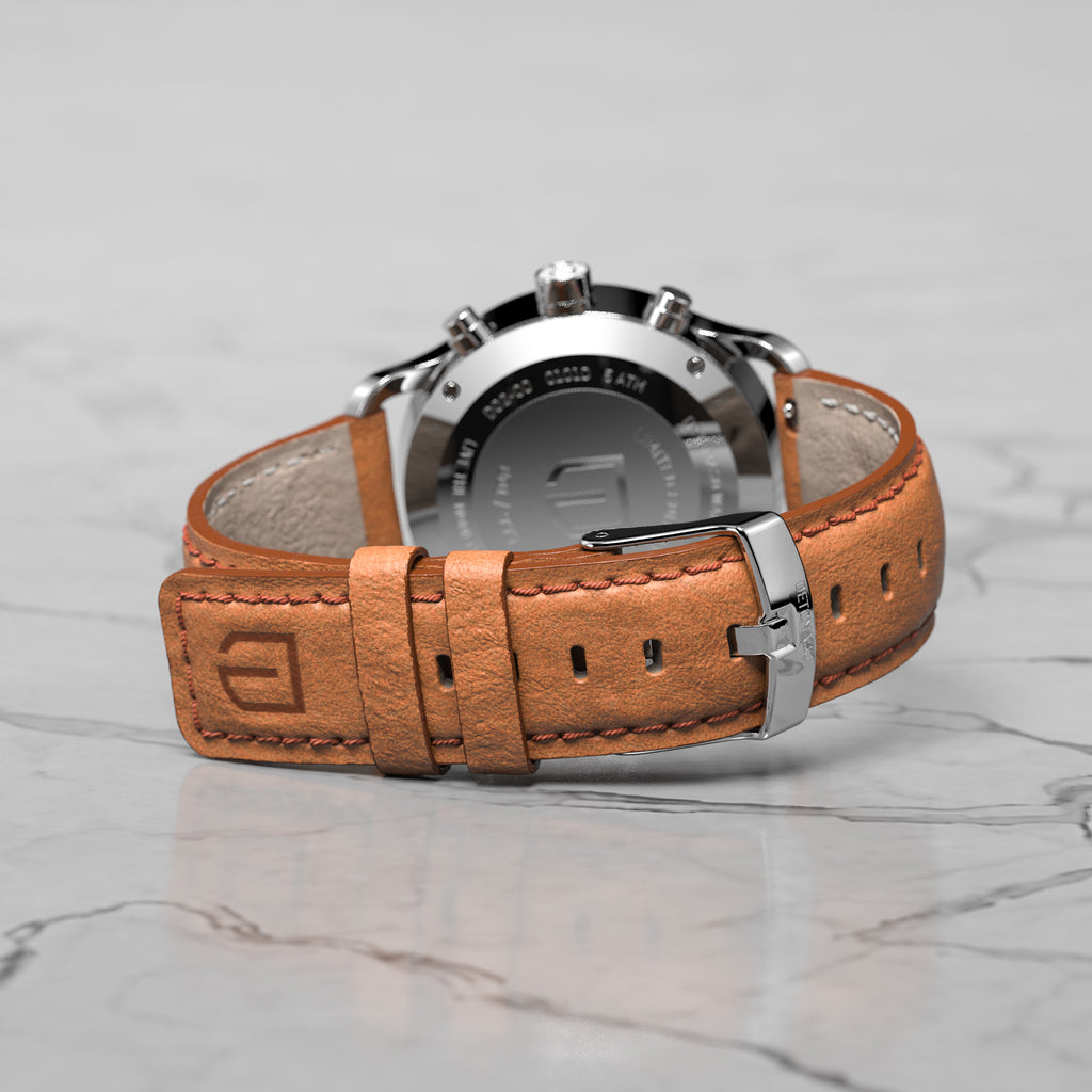 SORPASSO CHRONOGRAPH LIMITED EDITION SILVER GREEN - Leather Brown Classic - Detomaso Watches