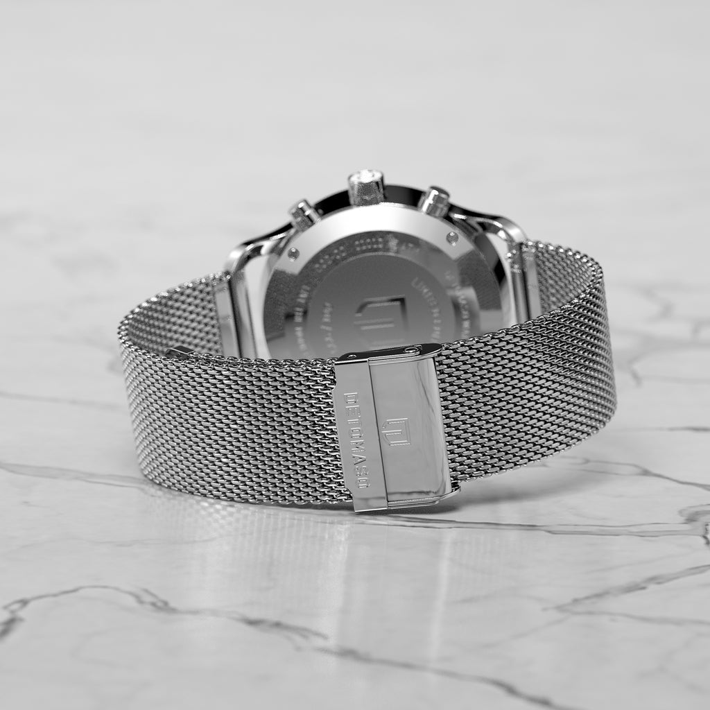 SORPASSO CHRONOGRAPH LIMITED EDITION SILVER GREEN - Mesh Silver Glossy - Detomaso Watches