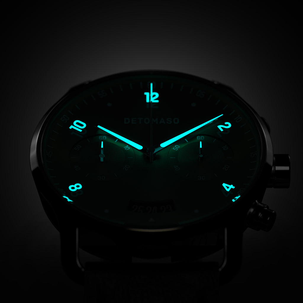 SORPASSO CHRONOGRAPH LIMITED EDITION SILVER GREEN - Leather Light brown Racing - Detomaso Watches