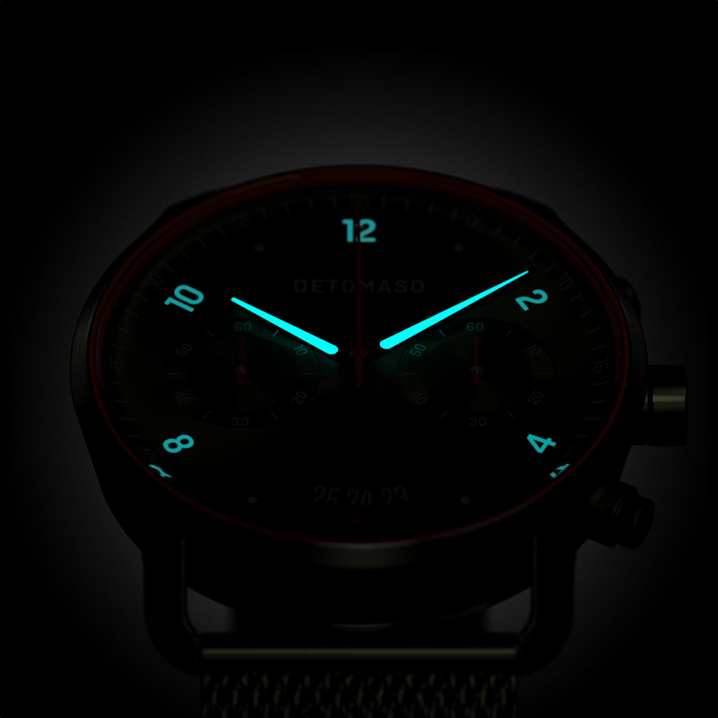 SORPASSO CHRONOGRAPH VELOCITÀ OLIVE - Mesh Olive Brushed - Detomaso Watches