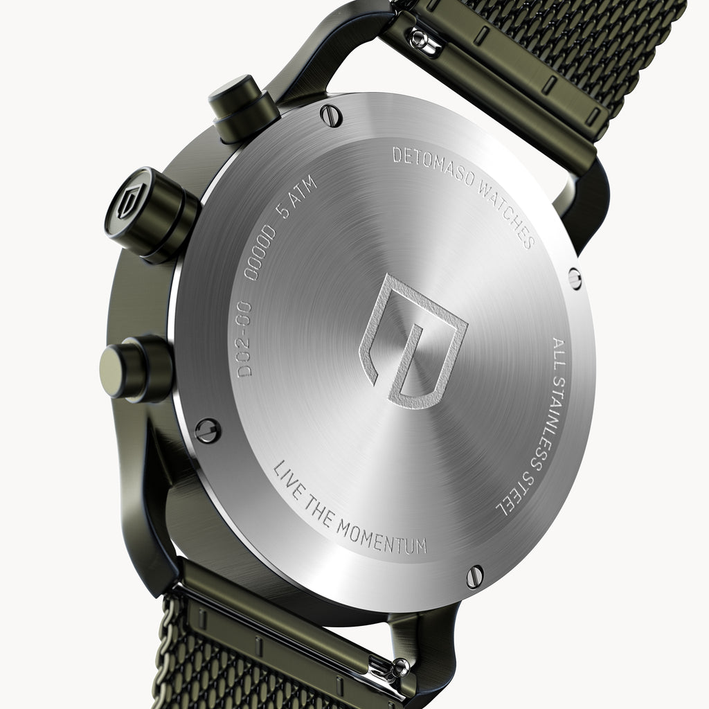 SORPASSO CHRONOGRAPH VELOCITÀ OLIVE - Mesh Olive Brushed - Detomaso Watches