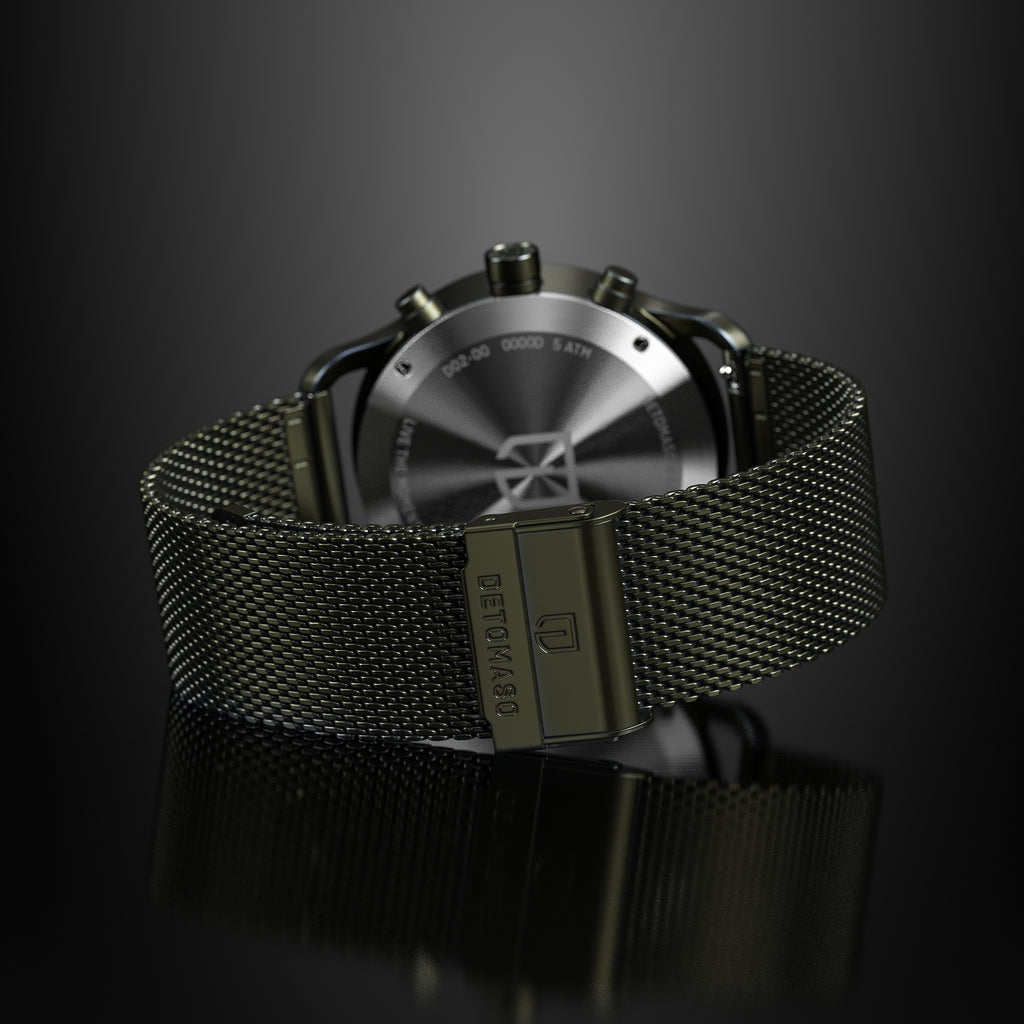 SORPASSO CHRONOGRAPH VELOCITÀ OLIVE - Mesh Olive Brushed - Detomaso Watches
